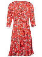 Dorothy Perkins *izabel London Red Ditsy Floral Print Wrap Dress