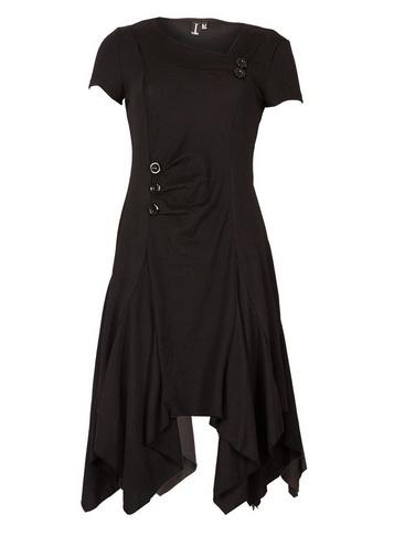 *izabel London Black Asymmetric Hem Skater Dress