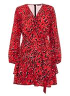 *quiz Red Leopard Print Wrap Dress