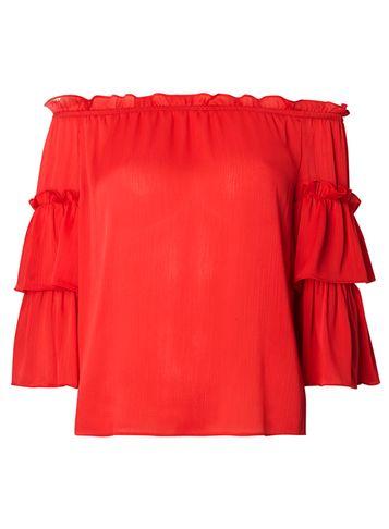 Dorothy Perkins Red Puff Sleeve Bardot Top