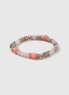 Dorothy Perkins Pink And Grey Bead Rhinestone Stretch Wristwear