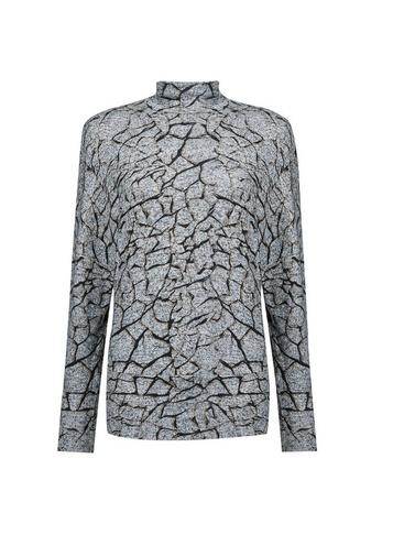 Dorothy Perkins Grey Crackle Print Funnel Neck Batwing Sleeve Top