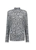 Dorothy Perkins Grey Crackle Print Funnel Neck Batwing Sleeve Top