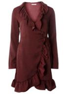 Dorothy Perkins *vila Burgundy Spotted Ruffle Dress