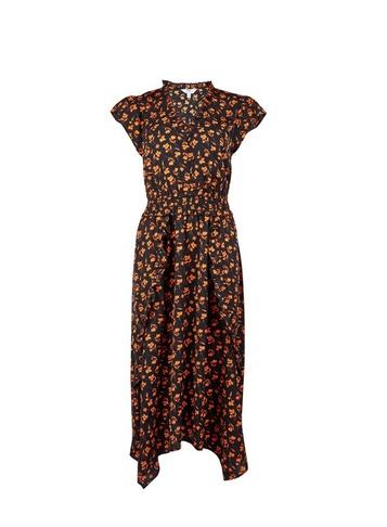 Dorothy Perkins *tall Black Floral Print Chiffon Skater Dress