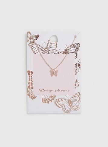 Dorothy Perkins Rose Gold Butterfly Design Necklace
