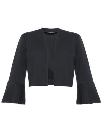Dorothy Perkins *quiz Black 3/4 Sleeve Cropped Jacket