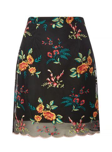 Dorothy Perkins Black Embroidered Aline Skirt