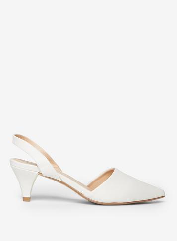 Dorothy Perkins White Pu Esme Cone Heel Court Shoes