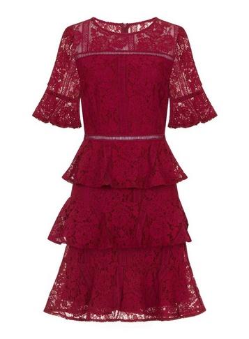 Dorothy Perkins *girls On Film Burgandy Fit And Flare Dress
