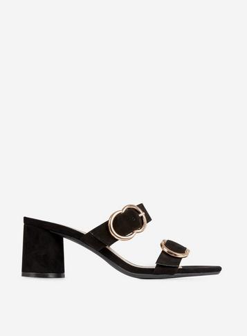 Dorothy Perkins Black Sooty Round Buckle Sandals