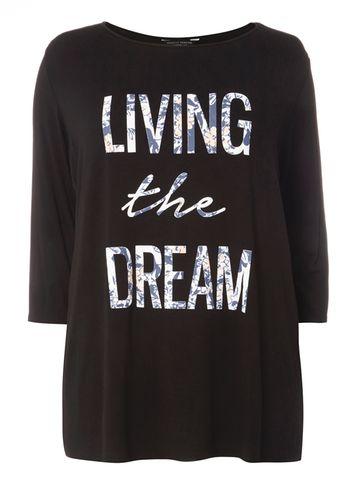 Dorothy Perkins Dp Curve Black Slogan T-shirt