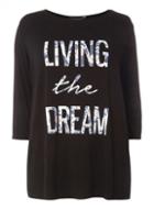 Dorothy Perkins Dp Curve Black Slogan T-shirt
