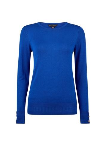 Dorothy Perkins Cobalt Button Cuff Crew Neck Jumper