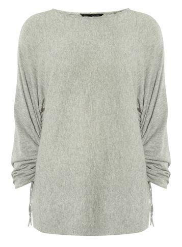 Dorothy Perkins Grey Ruched Sleeve Batwing Jumper
