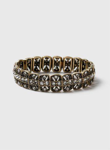 Dorothy Perkins Burnished Gold Rhinestone Stretch Bracelet