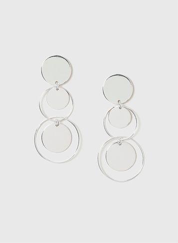 Dorothy Perkins Silver Multi Circle Drop Earrings