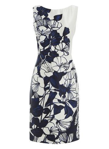 Dorothy Perkins *roman Originals Navy Satin Floral Print Shift Dress