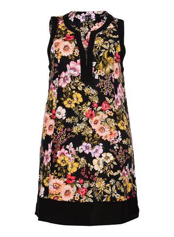 Dorothy Perkins *izabel London Curve Black Floral Print Shift Dress