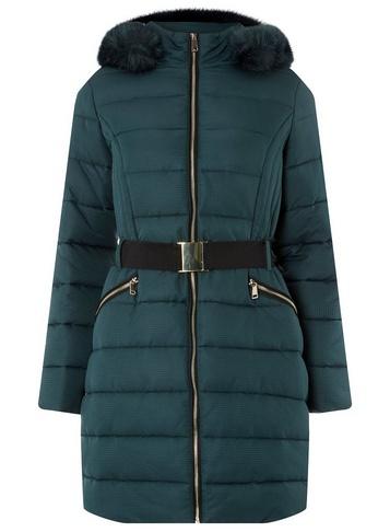 Dorothy Perkins Teal Jacquard Luxe Padded Coat