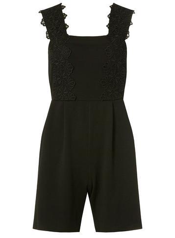 Dorothy Perkins Black Lace Trim Playsuit