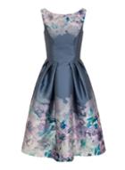 *chi Chi London Curve Blue Floral Print Skater Dress