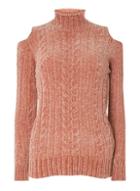 Dorothy Perkins Pink Chenille Cold Shoulder Jumper