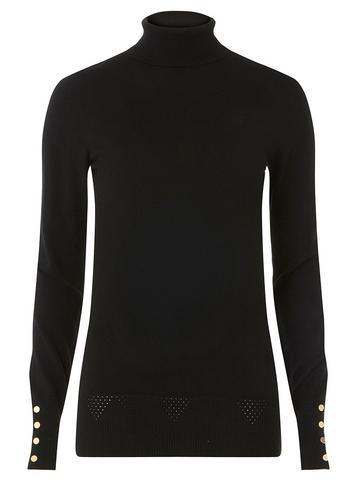 Dorothy Perkins *tall Black Roll Neck Long Sleeve Top