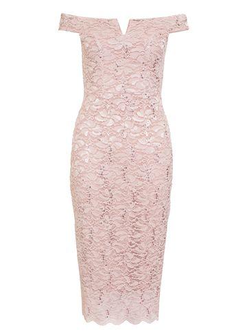 Dorothy Perkins *quiz Pink Lace Sequin Scallop Dress