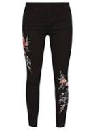Dorothy Perkins Petite Black Floral Embroidered 'shape And Lift' Jeans