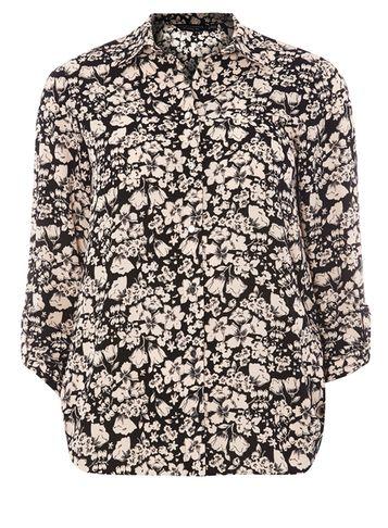 Dorothy Perkins Blush Floral Print Tab Roll Sleeve Shirt