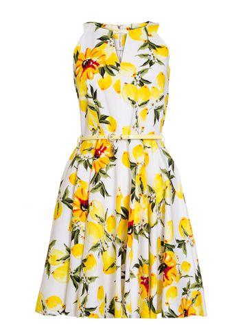Dorothy Perkins *quiz White And Lemon Skater Dress