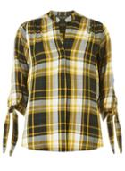 Dorothy Perkins Yellow Check Tie Cuff Shirt