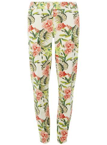 Dorothy Perkins *tall Ivory Tropical Print Pique Trousers