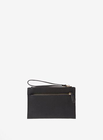 Dorothy Perkins Black Weave Zip Wristlet Clutch