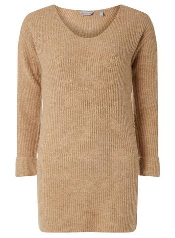 Dorothy Perkins Petite Camel V-neck Tunic Jumper