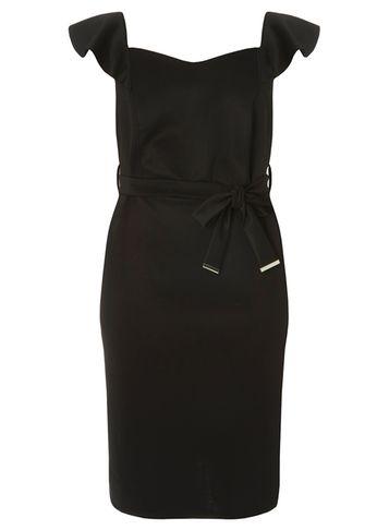 Dorothy Perkins *dp Curve Black Ruffle Scuba Bodycon Dress