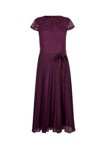 Dorothy Perkins Berry Lace Pleated Midi Dress