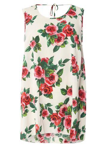 Dorothy Perkins Dp Curve Cream Rose Print Tie Back Camisole Top