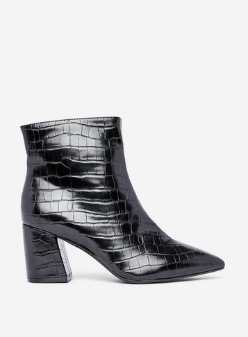 Dorothy Perkins Black Anica Crocodile Boots