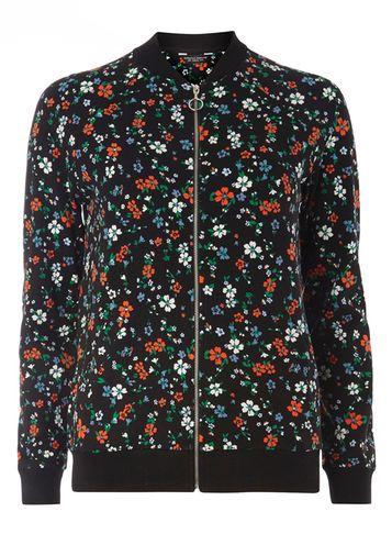 Dorothy Perkins Black Ditsy Print Bomber Jacket