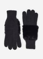 Dorothy Perkins Black Faux Fur Knitted Gloves