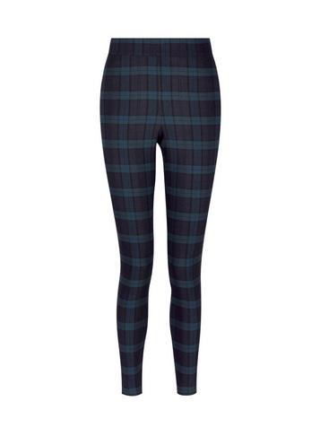 Dorothy Perkins Navy Check Print Elasticated Skinny Trousers