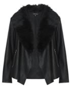 Dorothy Perkins *dp Curve Black Fur Collar Waterfall Jacket
