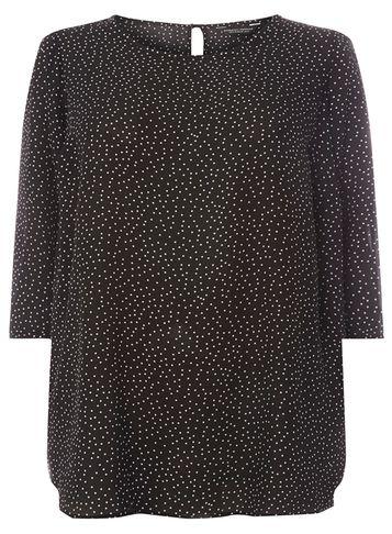 Dorothy Perkins Dp Curve Black Puff Sleeve Spotted Blouse