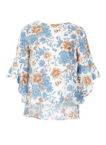 Dorothy Perkins *izabel London Blue Flared Sleeve Blouse