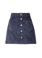 *only Navy Corduroy Button Skirt