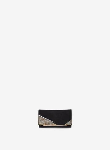 Dorothy Perkins Black Metal Bar Panel Clutch Bag