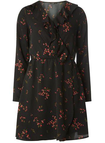 Dorothy Perkins *vero Moda Black Print Wrap Dress