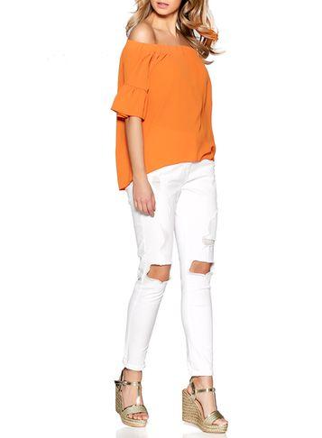 Dorothy Perkins *quiz Orange Bardot Frill Top